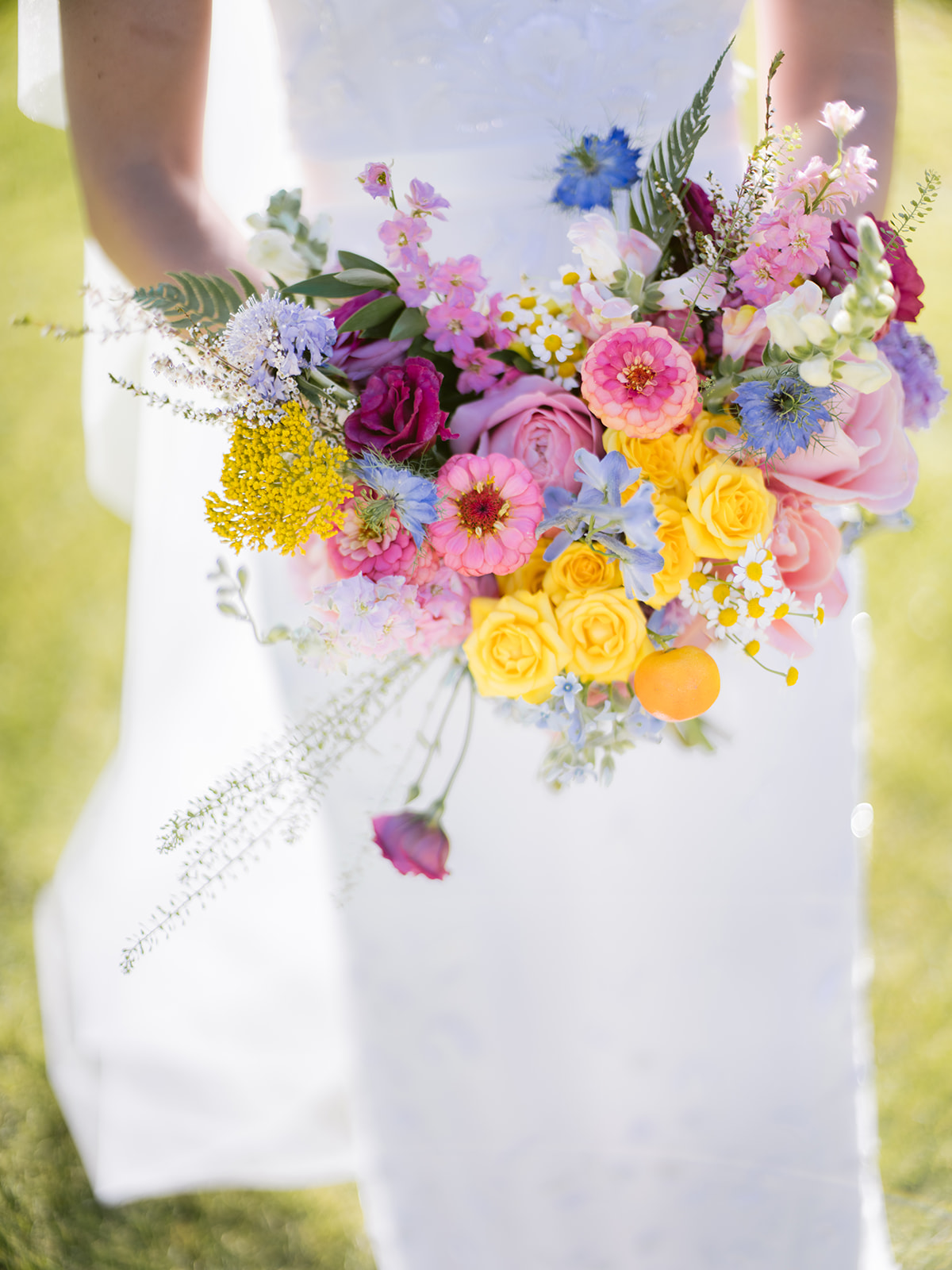 colorful wildflower wedding bouquet