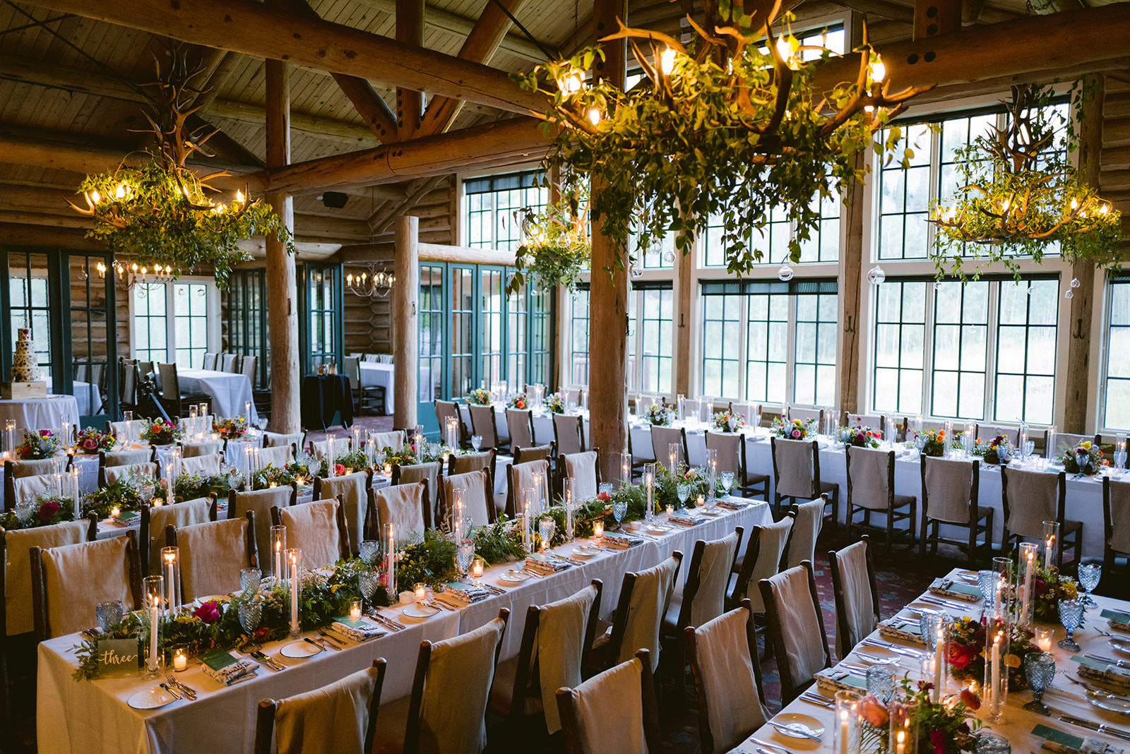 Beano's Cabin wedding reception design by Aspen and Ivy