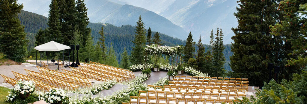 outdoor wedding deck at The Little Nell Aspen wedding venue