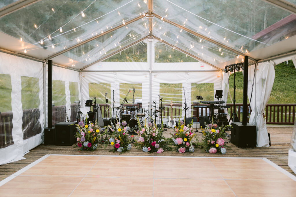 clear tent space for dance floor at Beano's Cabin