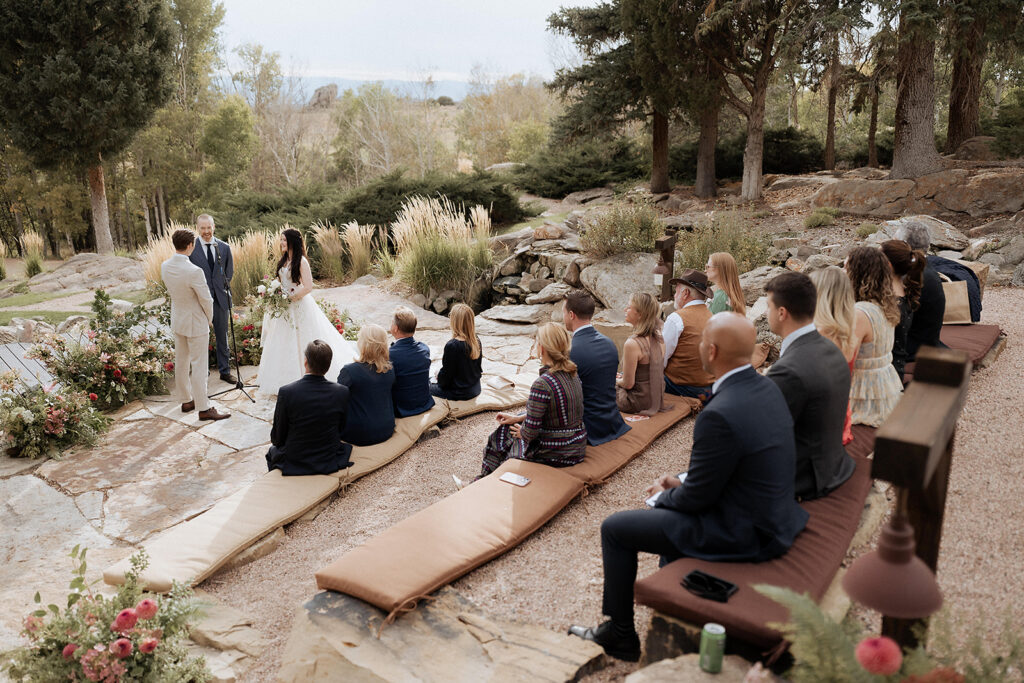 intimate outdoor wedding ceremony with view