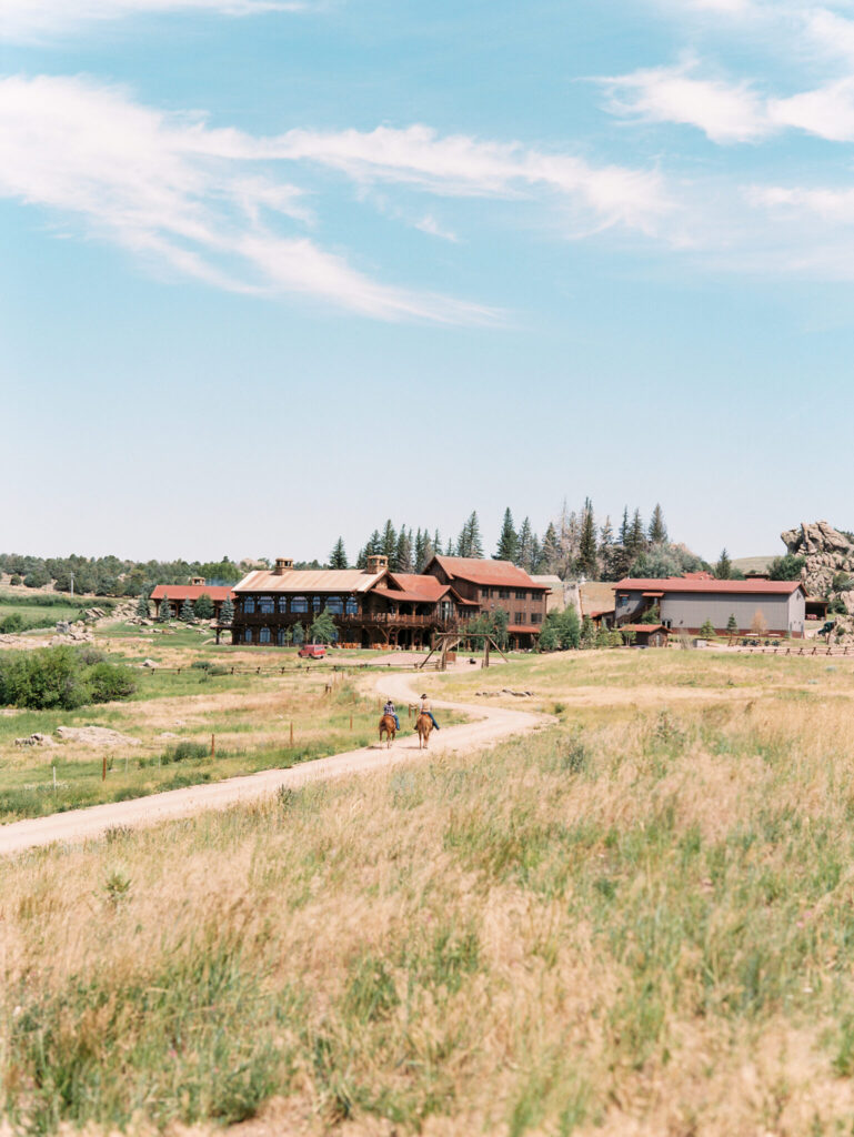 Ranch wedding venue in Wyoming with horses