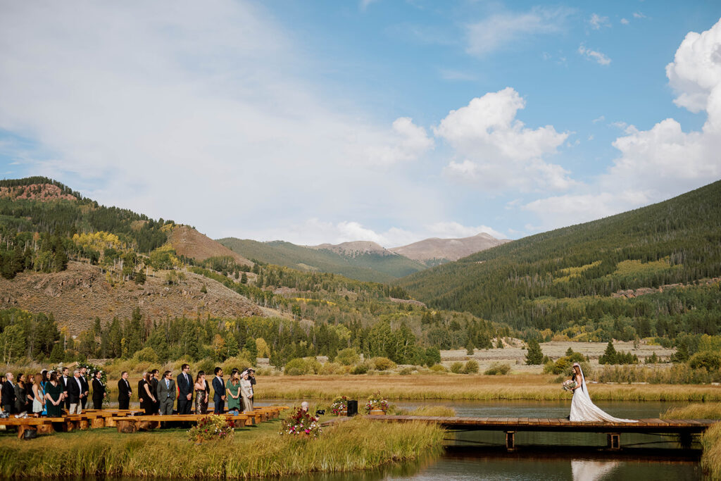 Camp Hale wedding near Vail Colorado with beautiful view of the Rockies