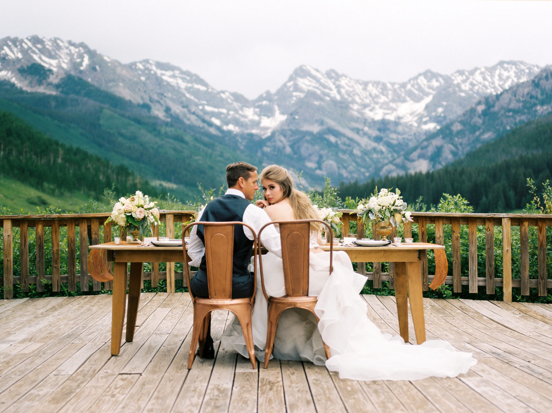 Piney River Ranch wedding with Colorado Rockies view