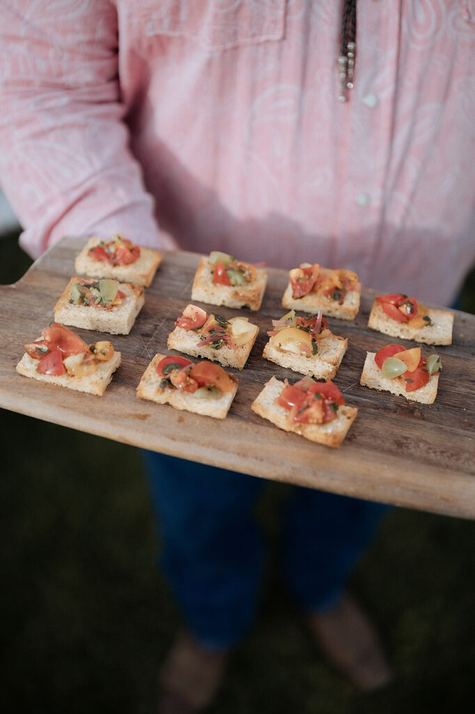 Appetizers served on wooden board