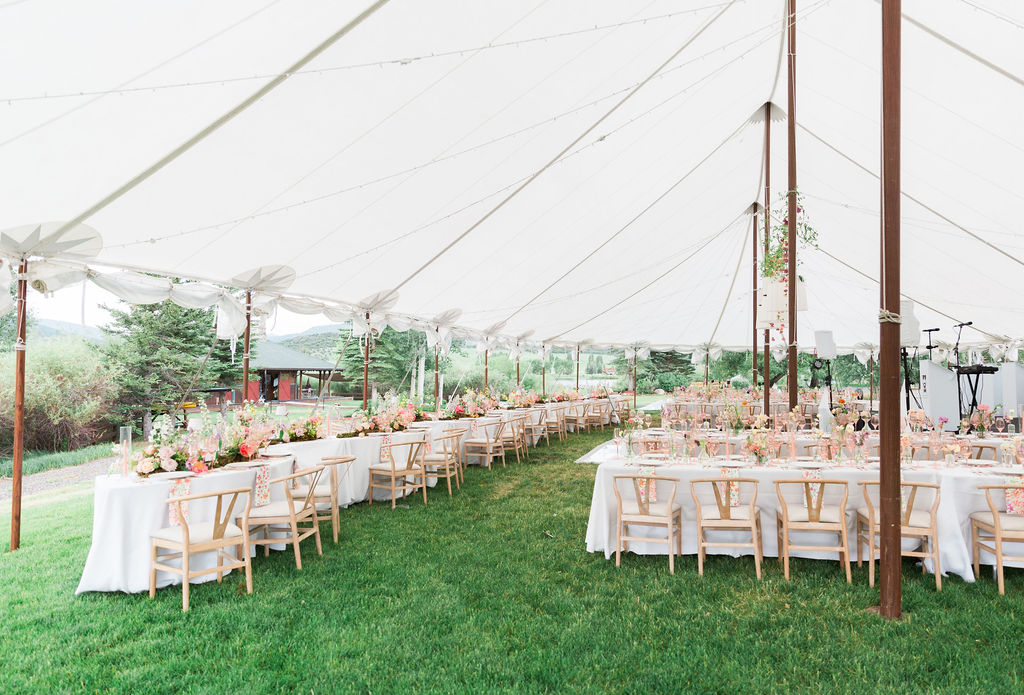 Tented wedding reception design in Colorado